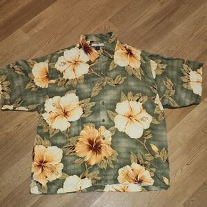 Tommy Bahama Green and Yellow Floral Shirt